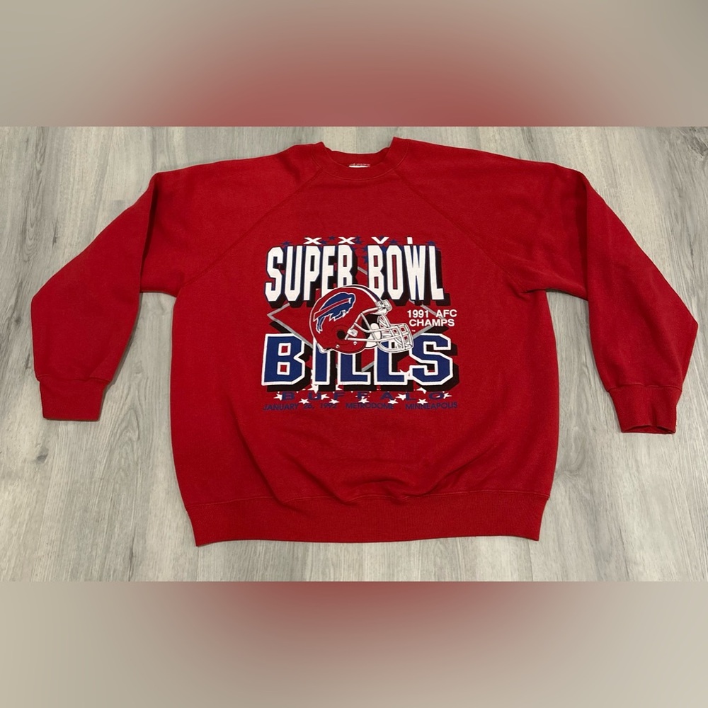 Vintage 1991 Buffalo Bills AFC Champs Super Bowl Sweatshirt, Made in USA